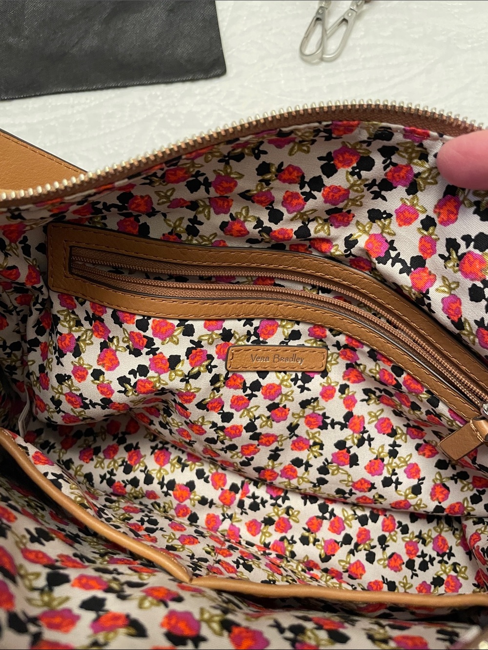 Vera Bradley CARSON Brown Leather Suede Studded Shoulder or Crossbody Bag - Picture 14 of 16